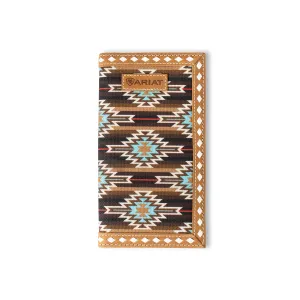 Ariat Men's Rodeo Style Southwestern Diamond Lacing Brown Wallet