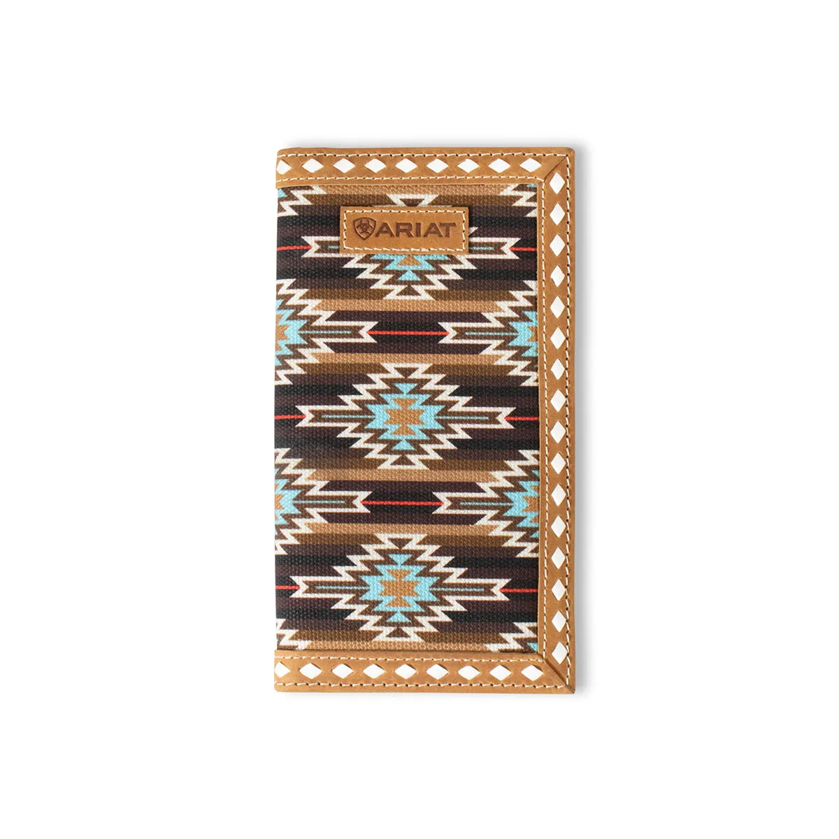 Ariat Men's Rodeo Style Southwestern Diamond Lacing Brown Wallet
