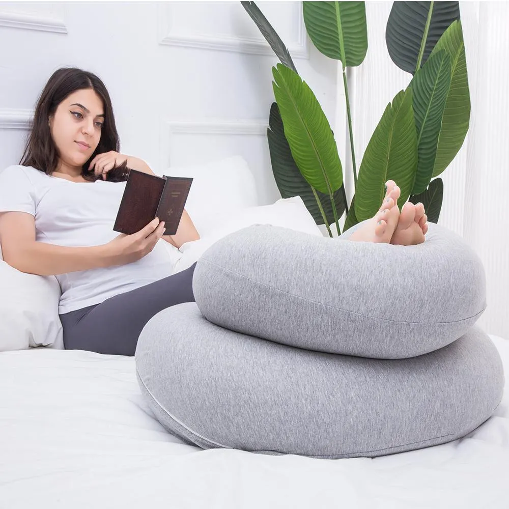 AWESLING C Shaped Full Body Pregnancy Pillow with Jersey Cover (Gray)
