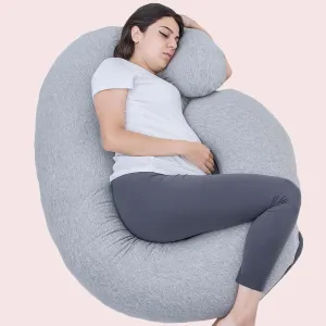 AWESLING C Shaped Full Body Pregnancy Pillow with Jersey Cover (Gray)