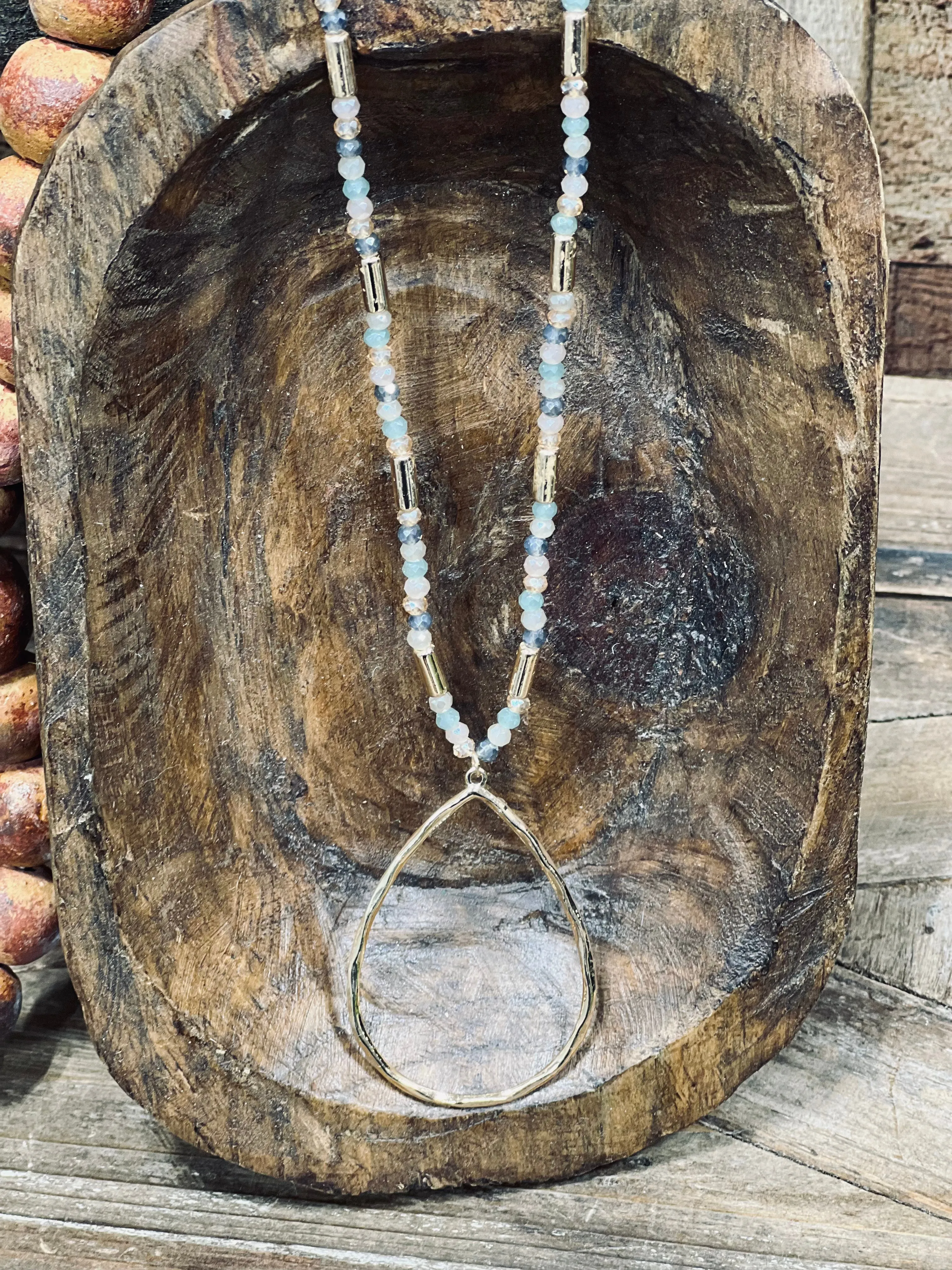Axe Gold Chain with Teardrop Necklace