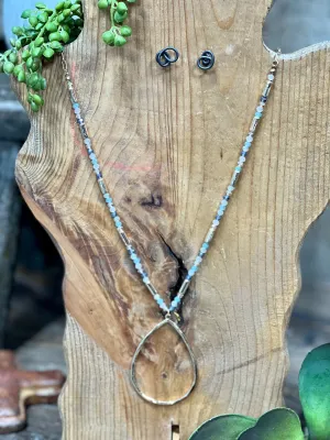 Axe Gold Chain with Teardrop Necklace