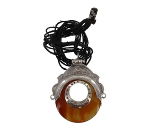 AZENZER Semi-Precious Stone Silver Pendant Intricate Scrollwork