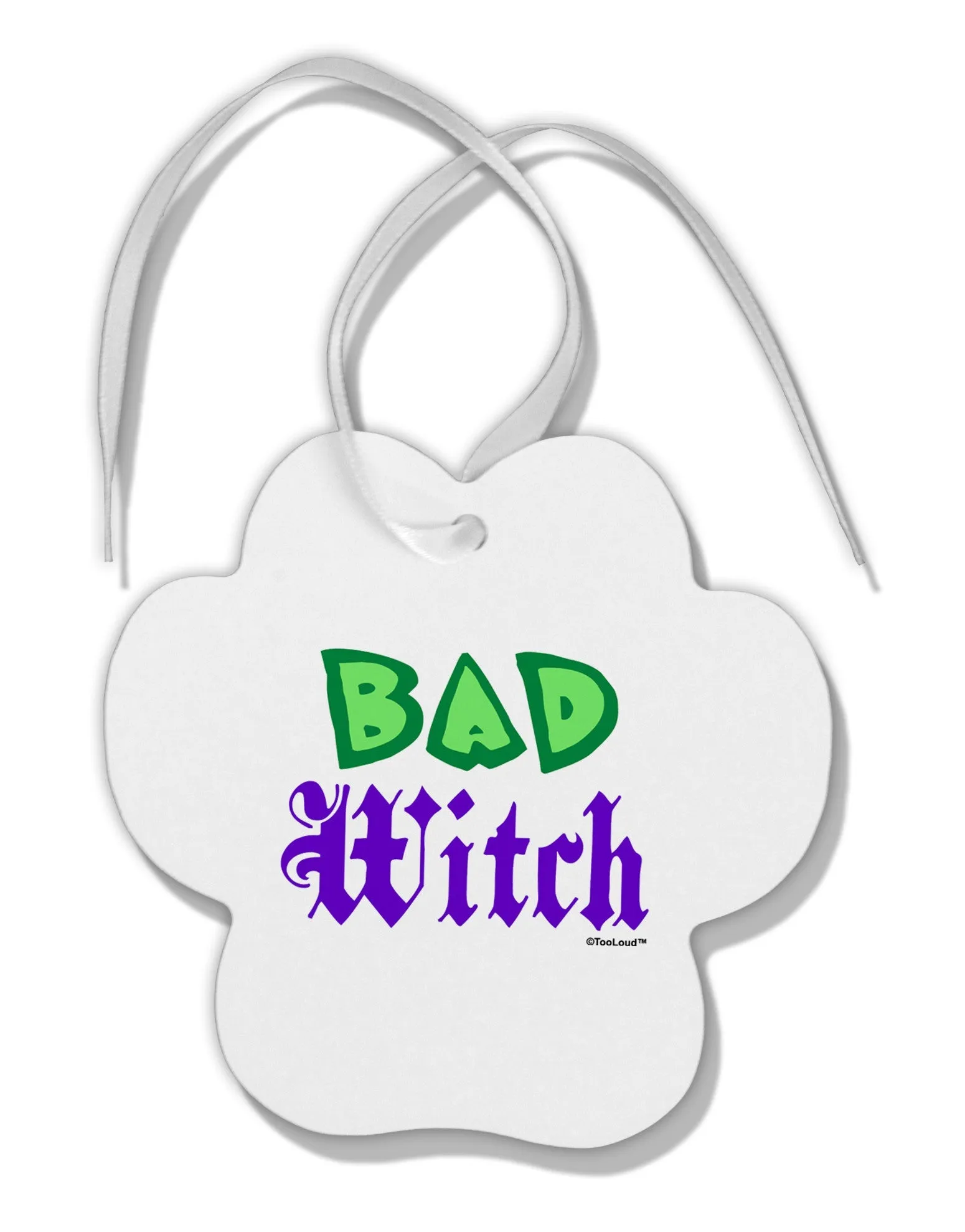 Bad Witch Color Green Paw Print Shaped Ornament