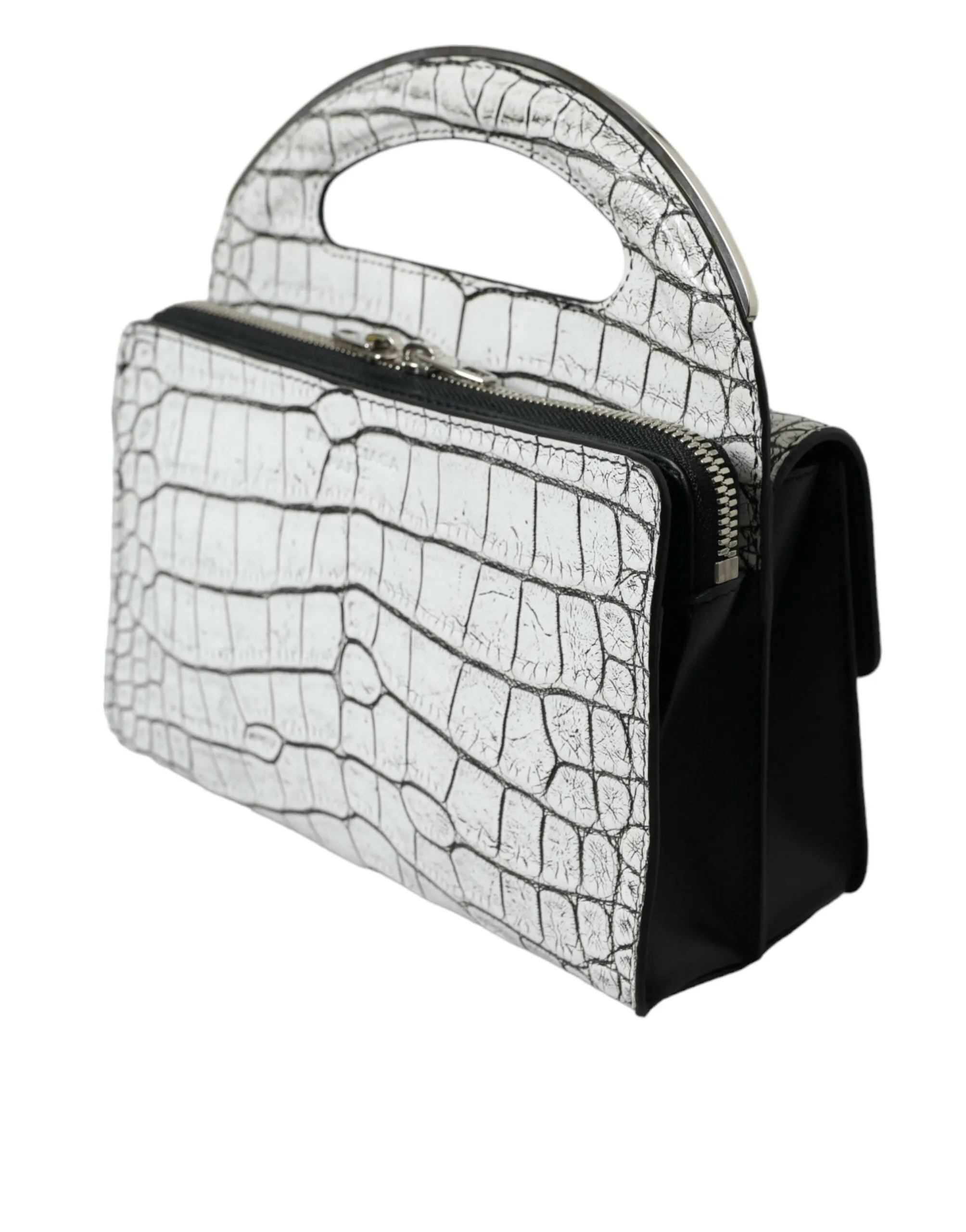 Balenciaga Metallic Silver Alligator Leather Mini Women's Bag