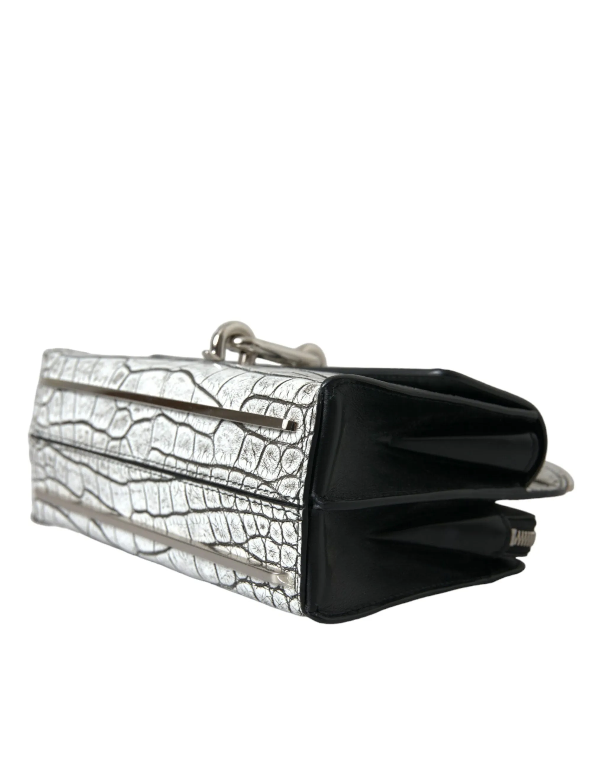 Balenciaga Metallic Silver Alligator Leather Mini Women's Bag