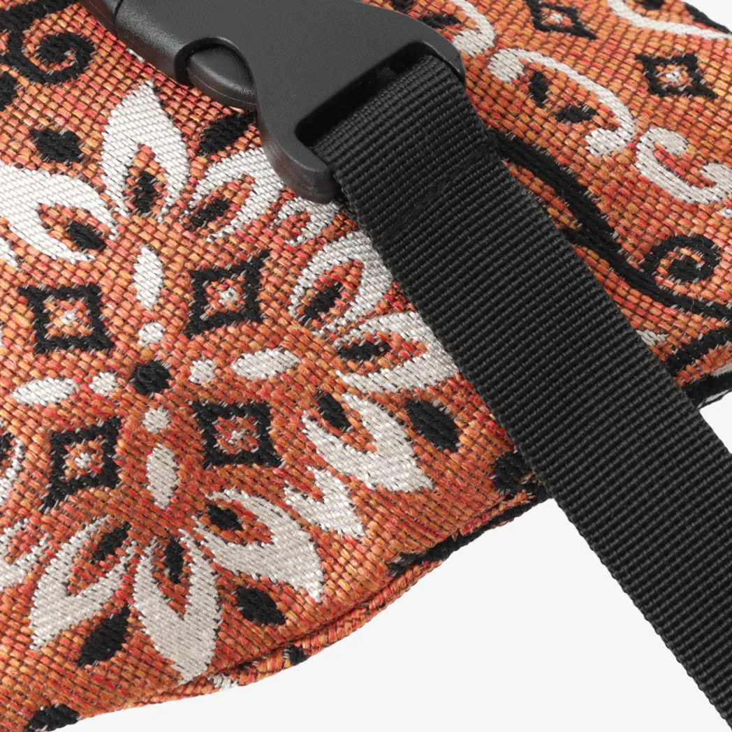 BBB-2091  Joni Flower Jacquard Waist Bag / c#1 Orange