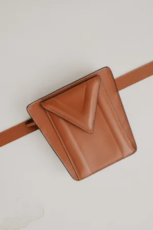 Belt Bag: Belt XL Light Cognac   Trapezium M Stitched Tricolor Cognac