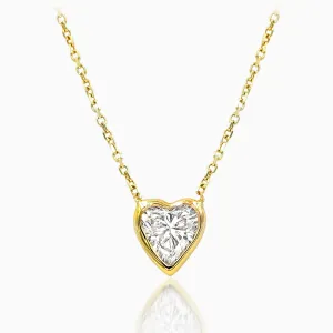 Bezel Set Petite Heart Shaped Diamond Pendent set in 14kt Gold