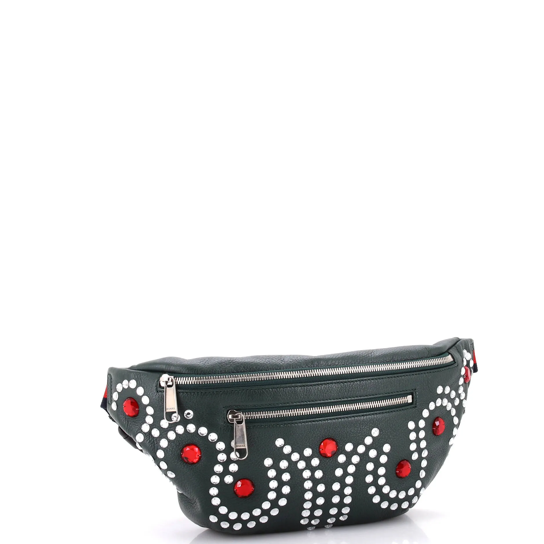 Bijoux Front Zip Waist Bag Crystal Embellished Leather