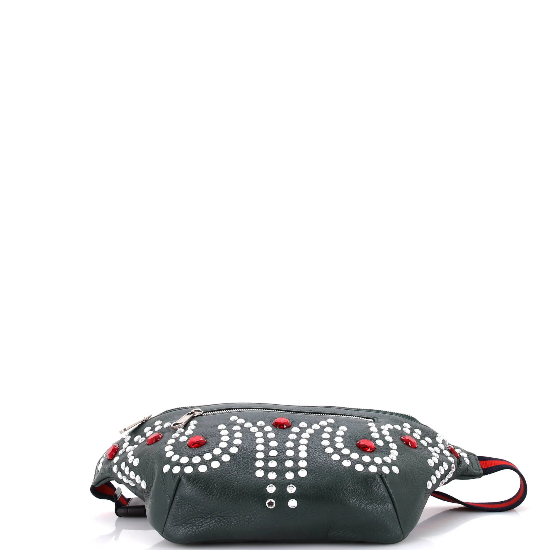 Bijoux Front Zip Waist Bag Crystal Embellished Leather