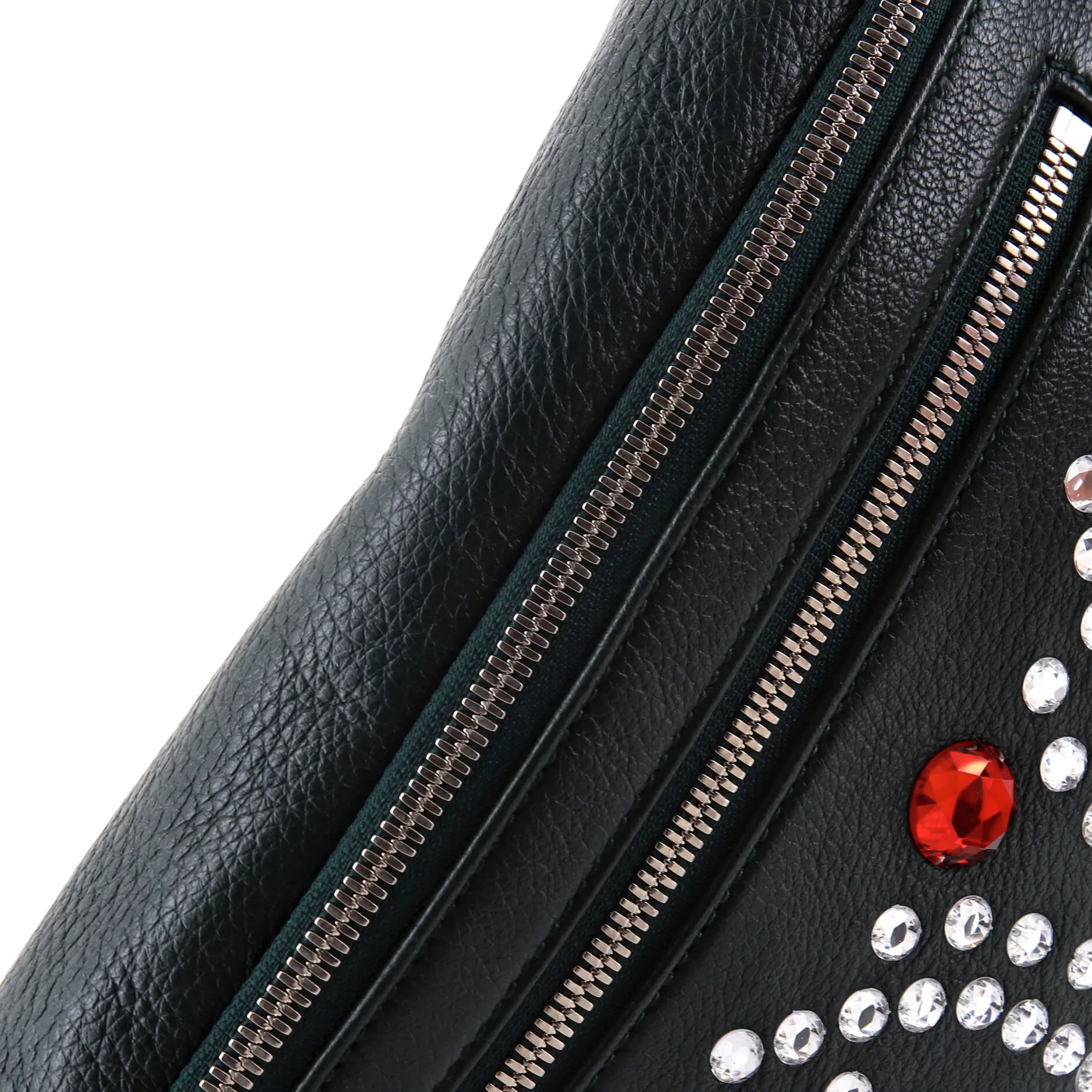 Bijoux Front Zip Waist Bag Crystal Embellished Leather