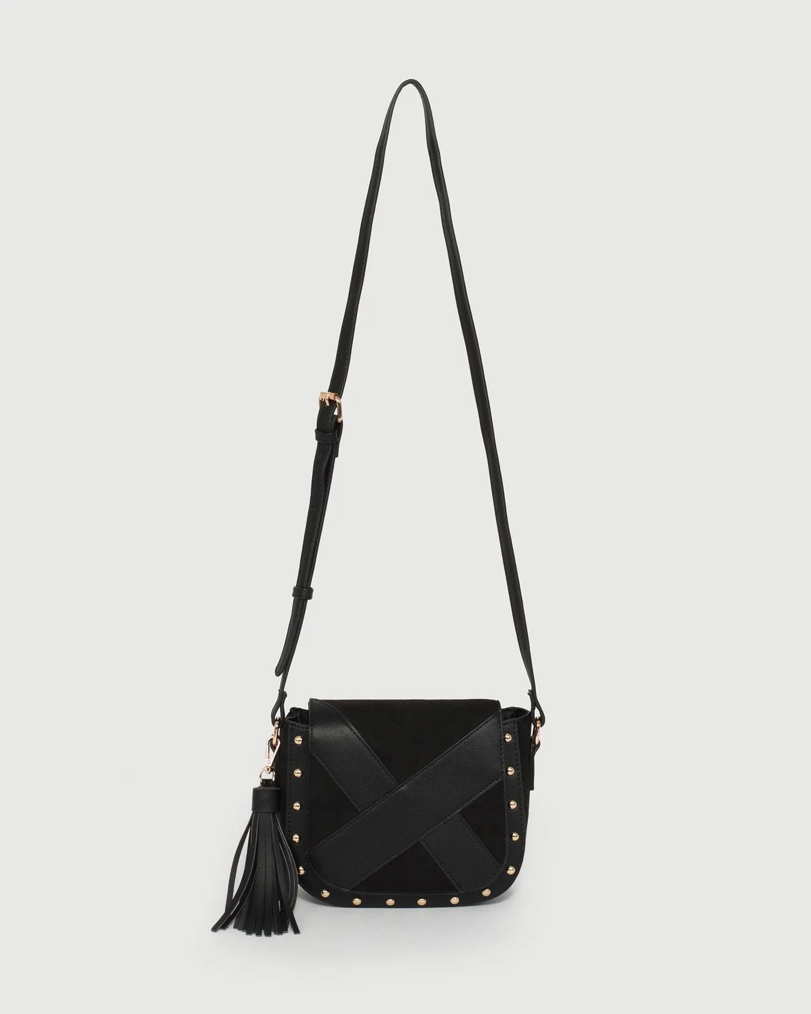 Black Alix Panel Saddle Bag