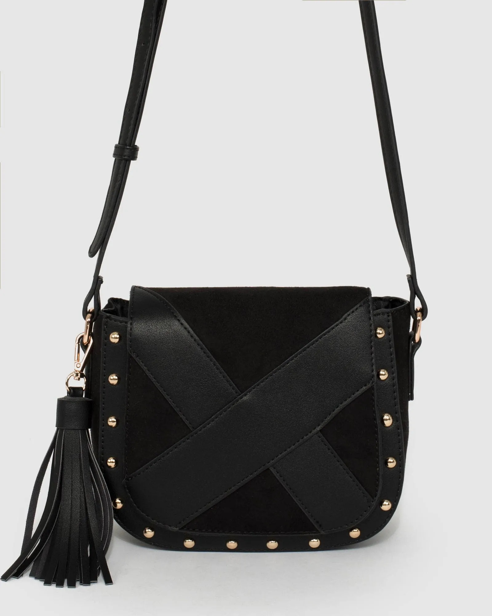 Black Alix Panel Saddle Bag
