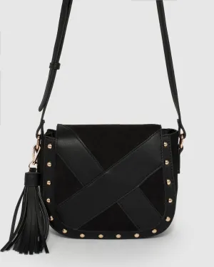 Black Alix Panel Saddle Bag