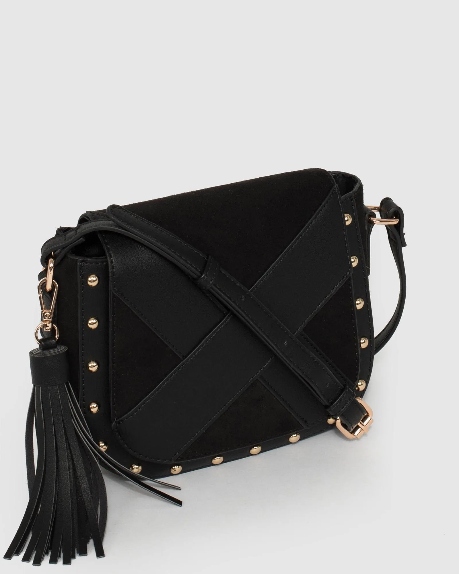 Black Alix Panel Saddle Bag