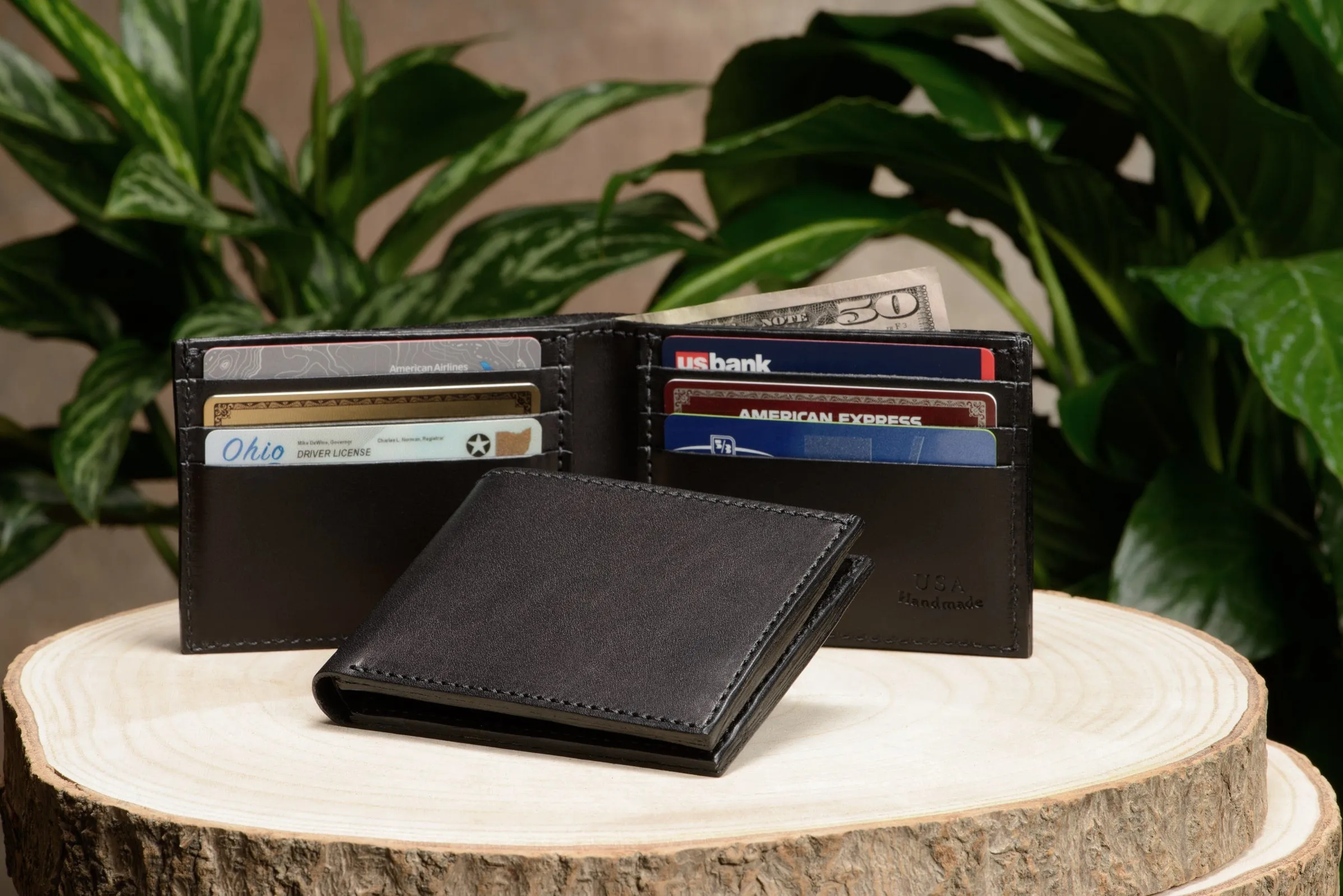 Black Premium Leather 6 Card Slot Bifold Wallet