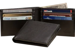 Black Premium Leather 6 Card Slot Bifold Wallet