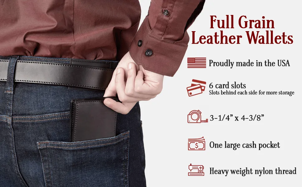 Black Premium Leather 6 Card Slot Bifold Wallet
