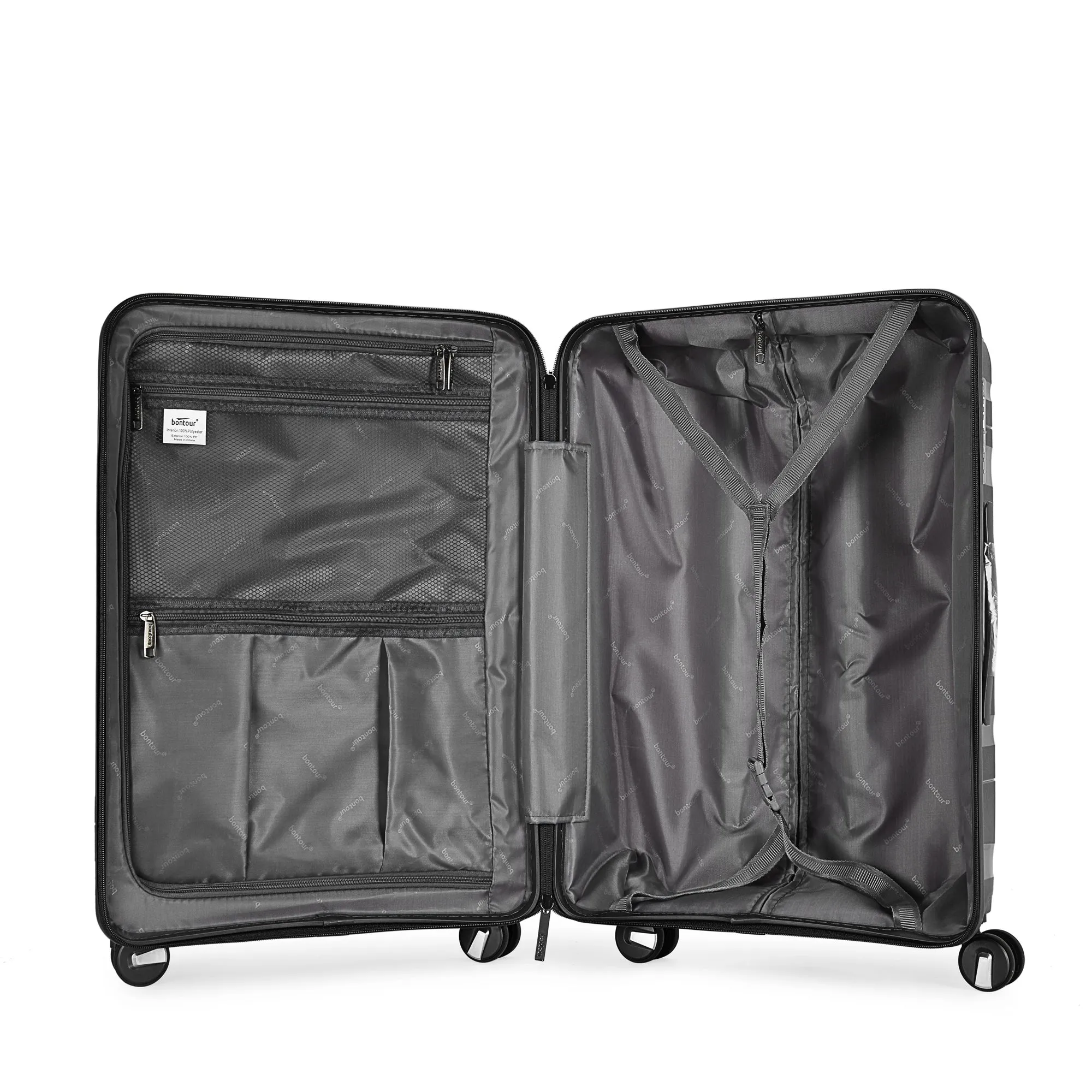 BONTOUR "Flow" 4-wheel suitcase 76x51x31 cm with TSA lock, size L, black