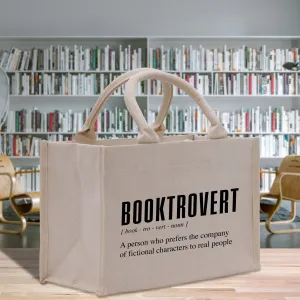 Booktrovert  Cotton Canvas  Small Tote Bag Book Lover Library Bag Bookworm Gift Bag School Librarian Gift Tote (BTB1003)
