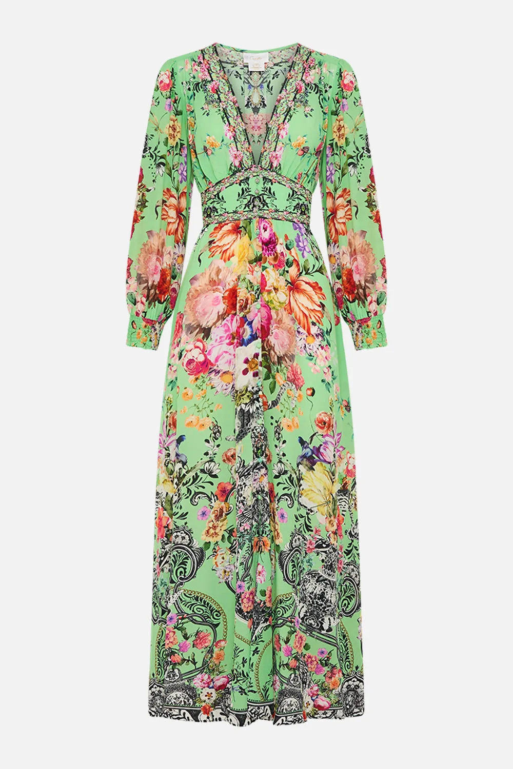 BUTTON DRESS WITH SHAPED WAISTBAND PORCELAIN DREAM