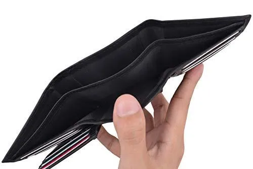 Cazoro Extra Capacity Trifold Wallet for Men RFID Blocking Genuine Leather Wallet Black Brown RFID611286