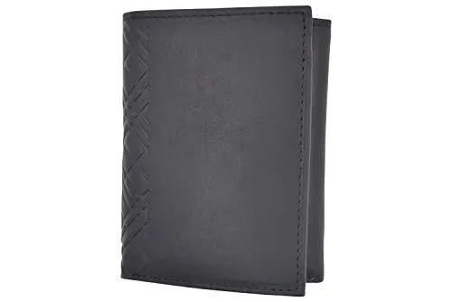 Cazoro Extra Capacity Trifold Wallet for Men RFID Blocking Genuine Leather Wallet Black Brown RFID611286