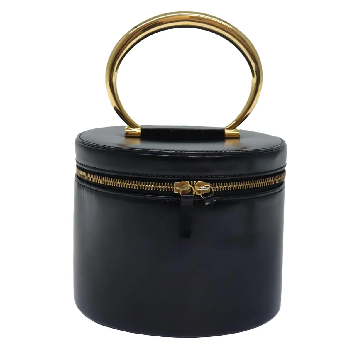 CELINE Vanity Cosmetic Pouch Leather Black Auth 81452