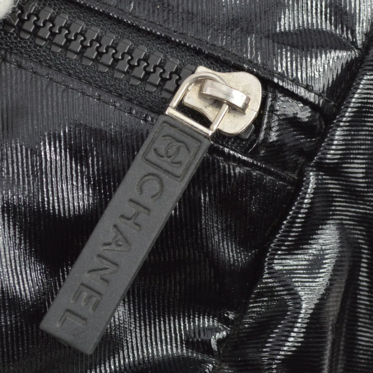 Chanel 2006-2008 Sports Line Black Vinyl Gym Bag 35