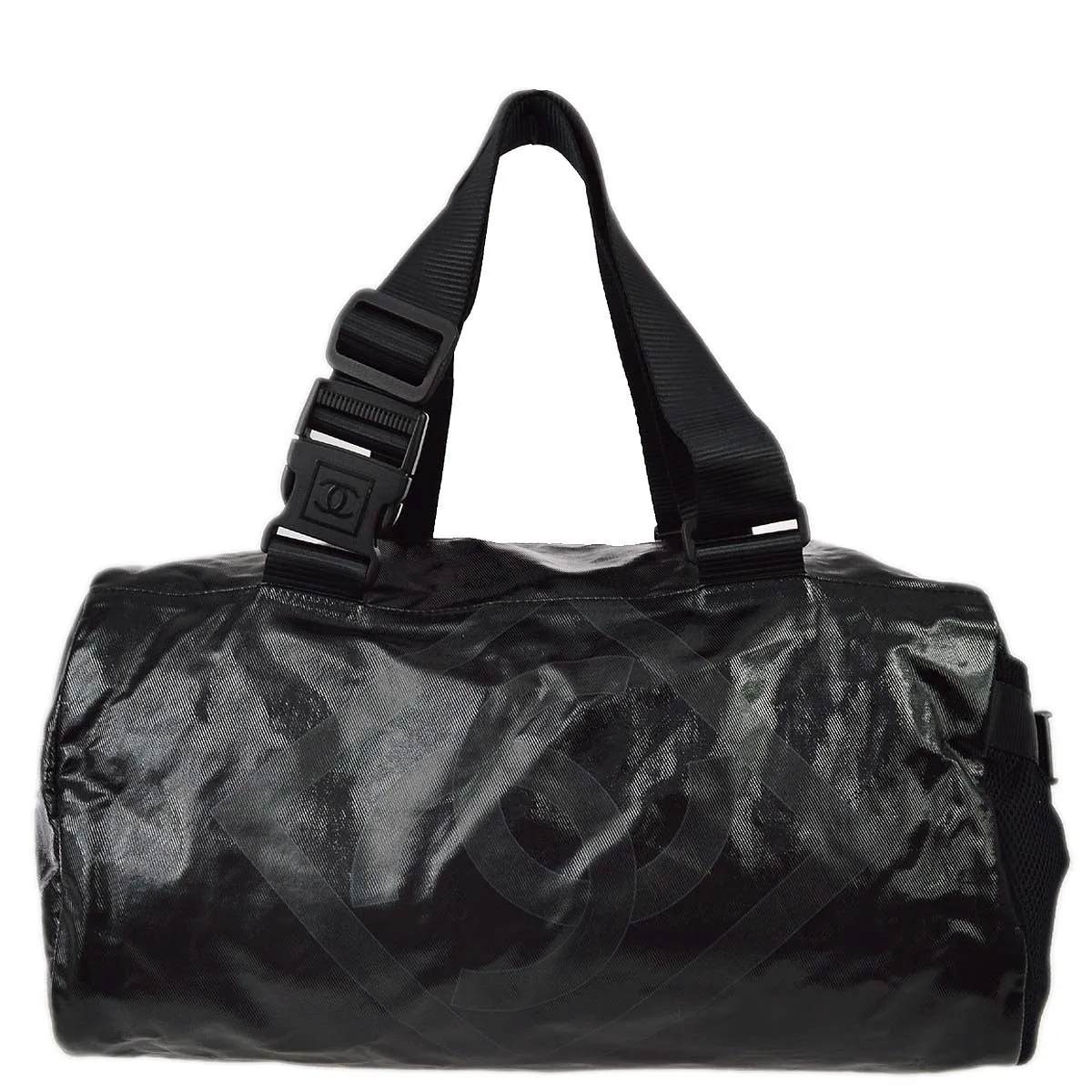 Chanel 2006-2008 Sports Line Black Vinyl Gym Bag 35