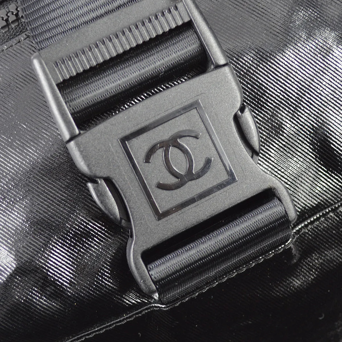 Chanel 2006-2008 Sports Line Black Vinyl Gym Bag 35