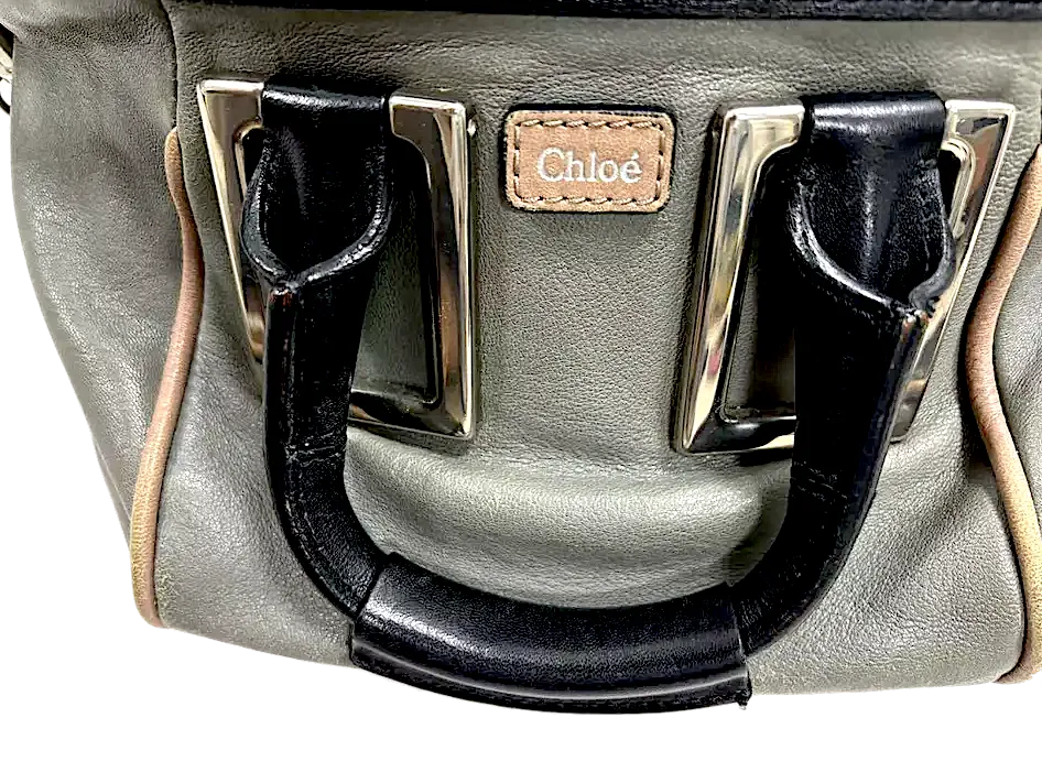 Chloe Paris. Gray/Pink Leather Mini Shoulder Bag / Hand Bag w/Long Strap