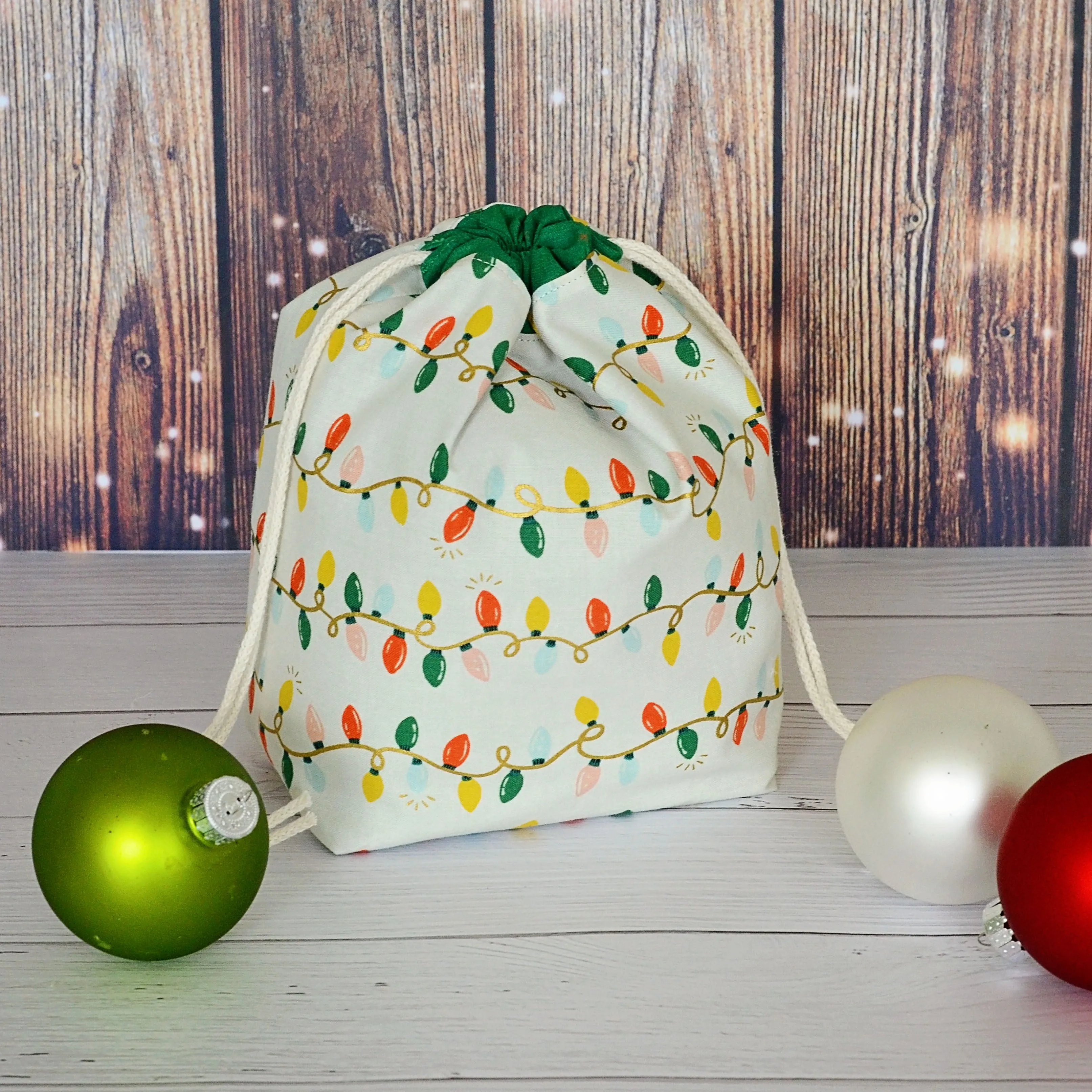 Christmas Lights Small WIP Bag or Gift Bag