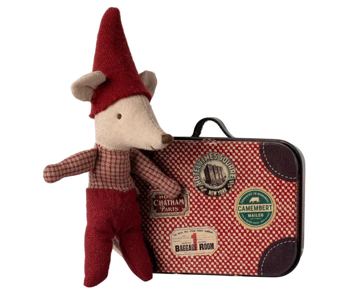 Christmas Mouse Baby in Suitcase - Maileg