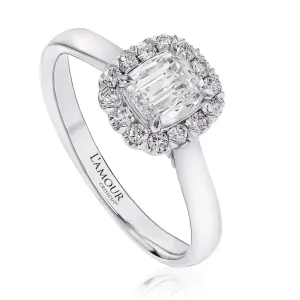 Christopher Designs L'Amour Crisscut Cushion .50ct Engagement Ring