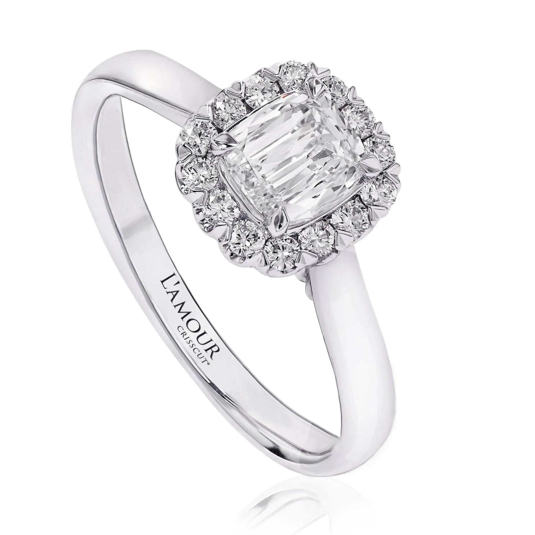 Christopher Designs L'Amour Crisscut Cushion .50ct Engagement Ring