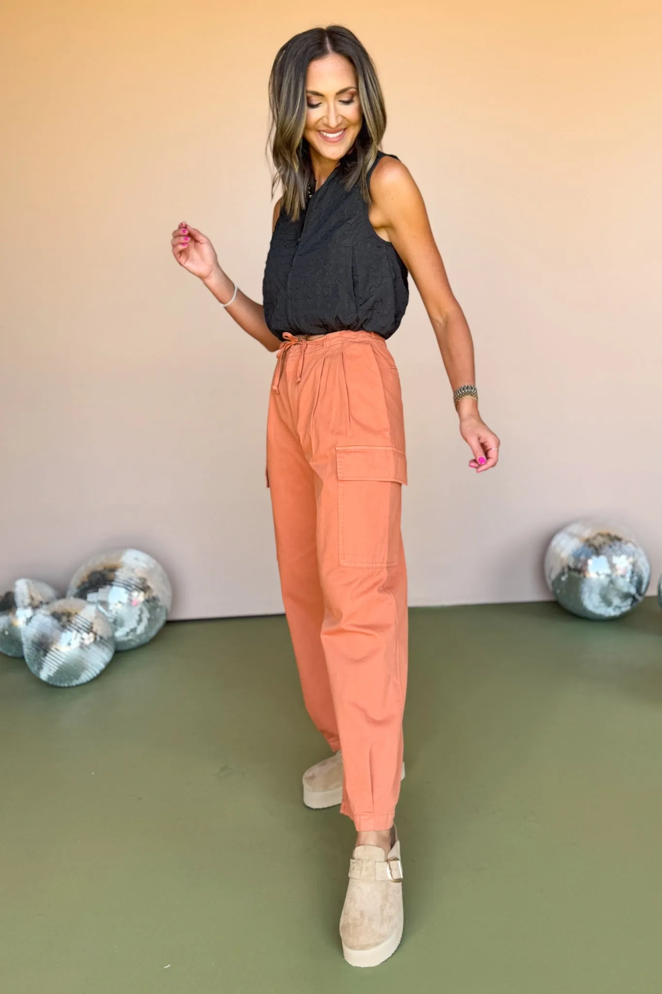 Clay High Waist Drawstring Cargo Pants *FINAL SALE*