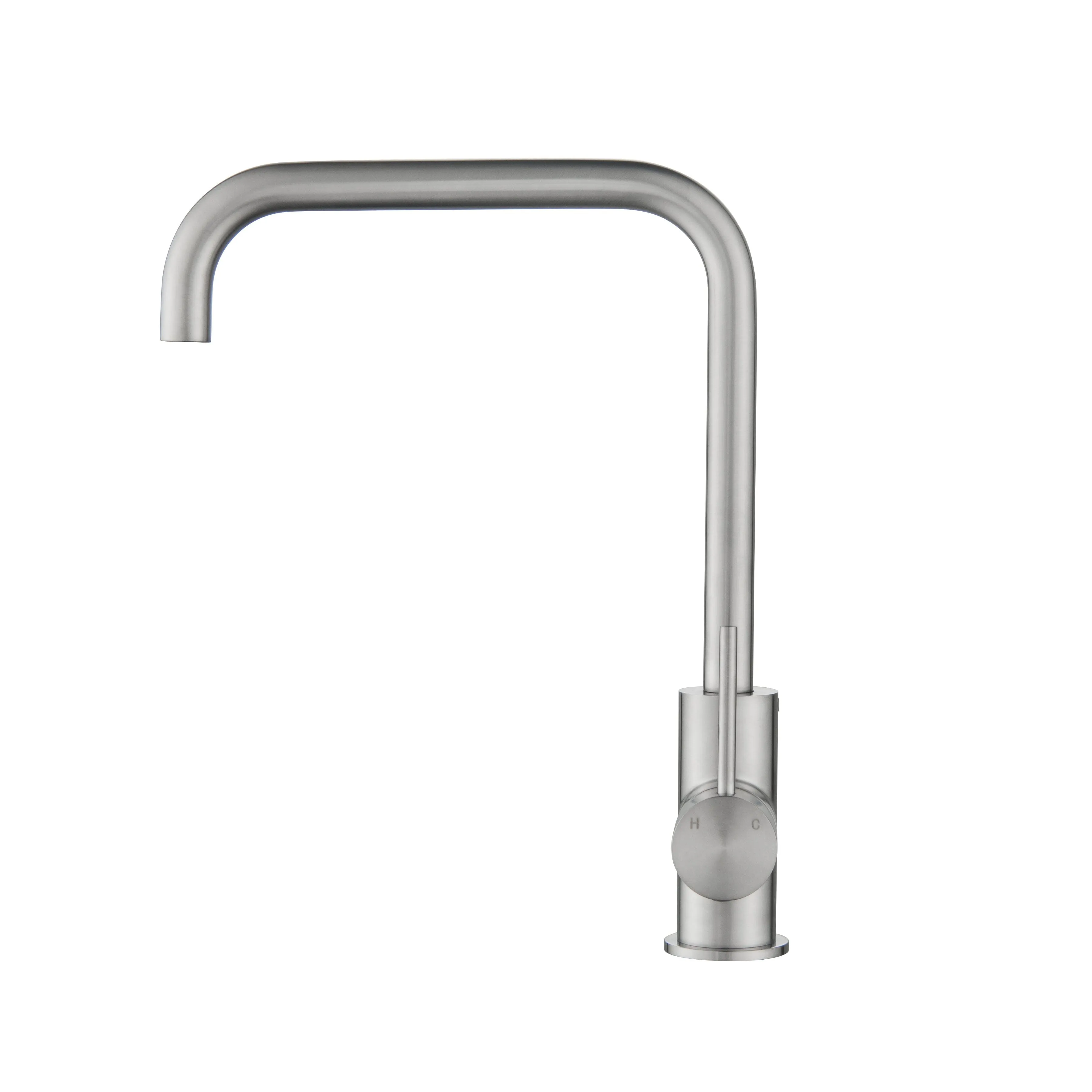 CLIO Kitchen Sink Mixer Square Tap Bench Mount Brushed Nickel