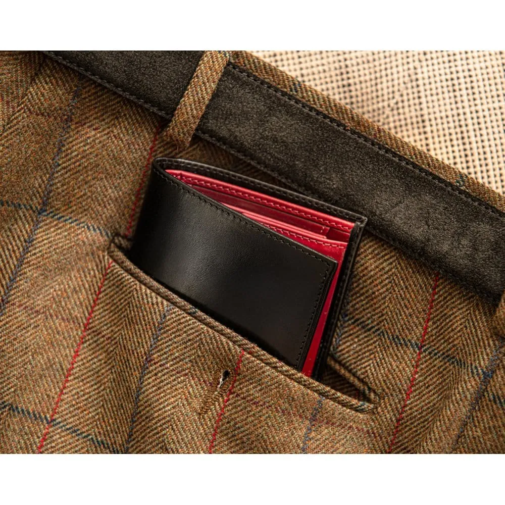 Compact Leather Wallet With Coin Purse - Black With Red