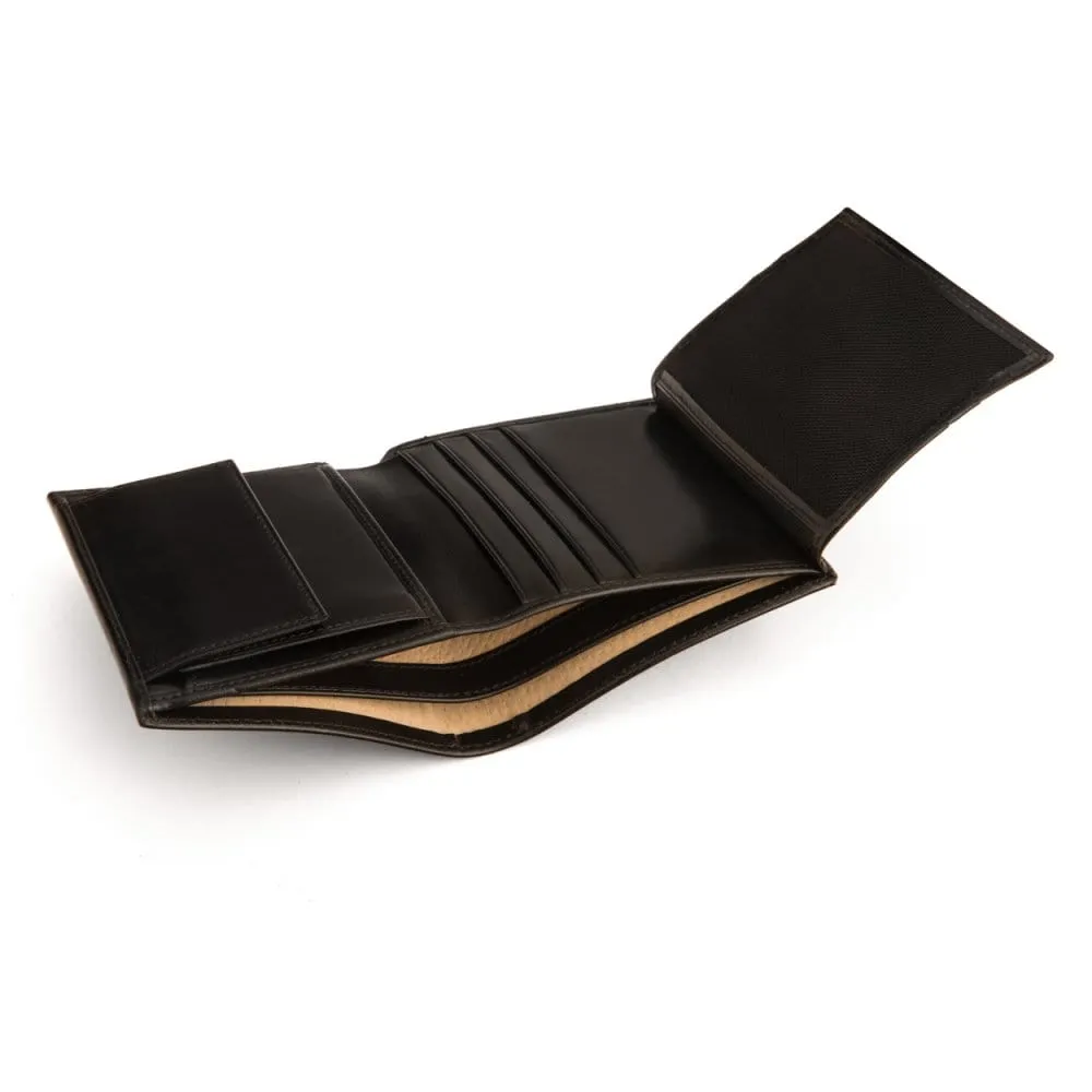 Compact Leather Wallet With Coin Purse - Black