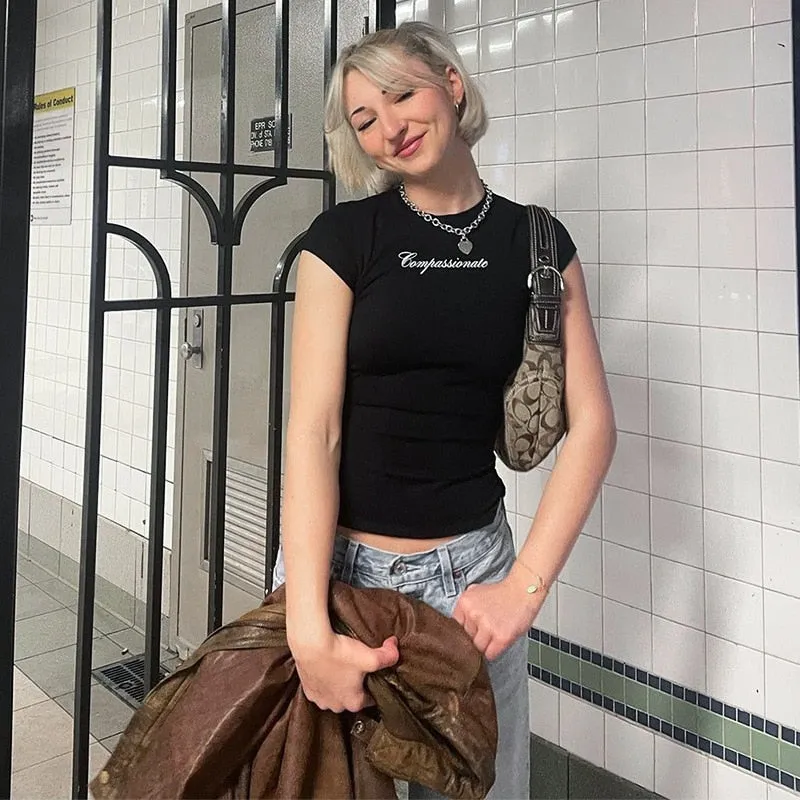 Compassionate Short-Sleeve Stylish Black Tee