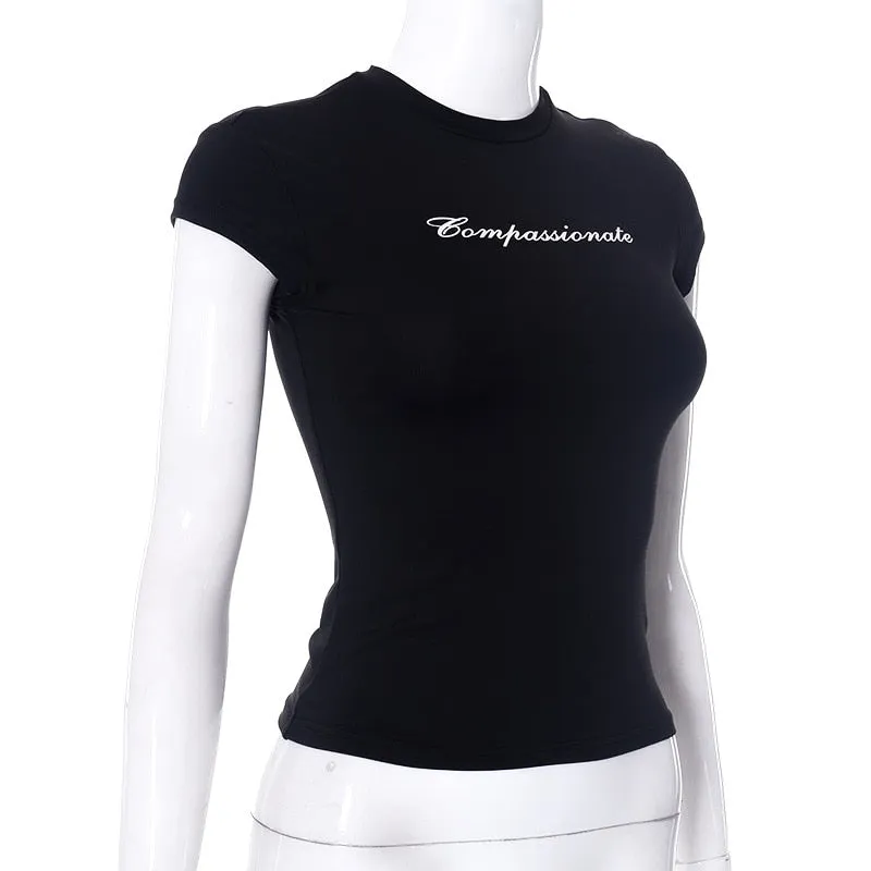 Compassionate Short-Sleeve Stylish Black Tee