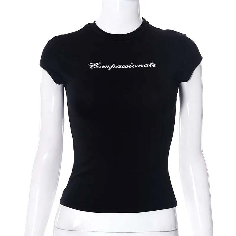 Compassionate Short-Sleeve Stylish Black Tee