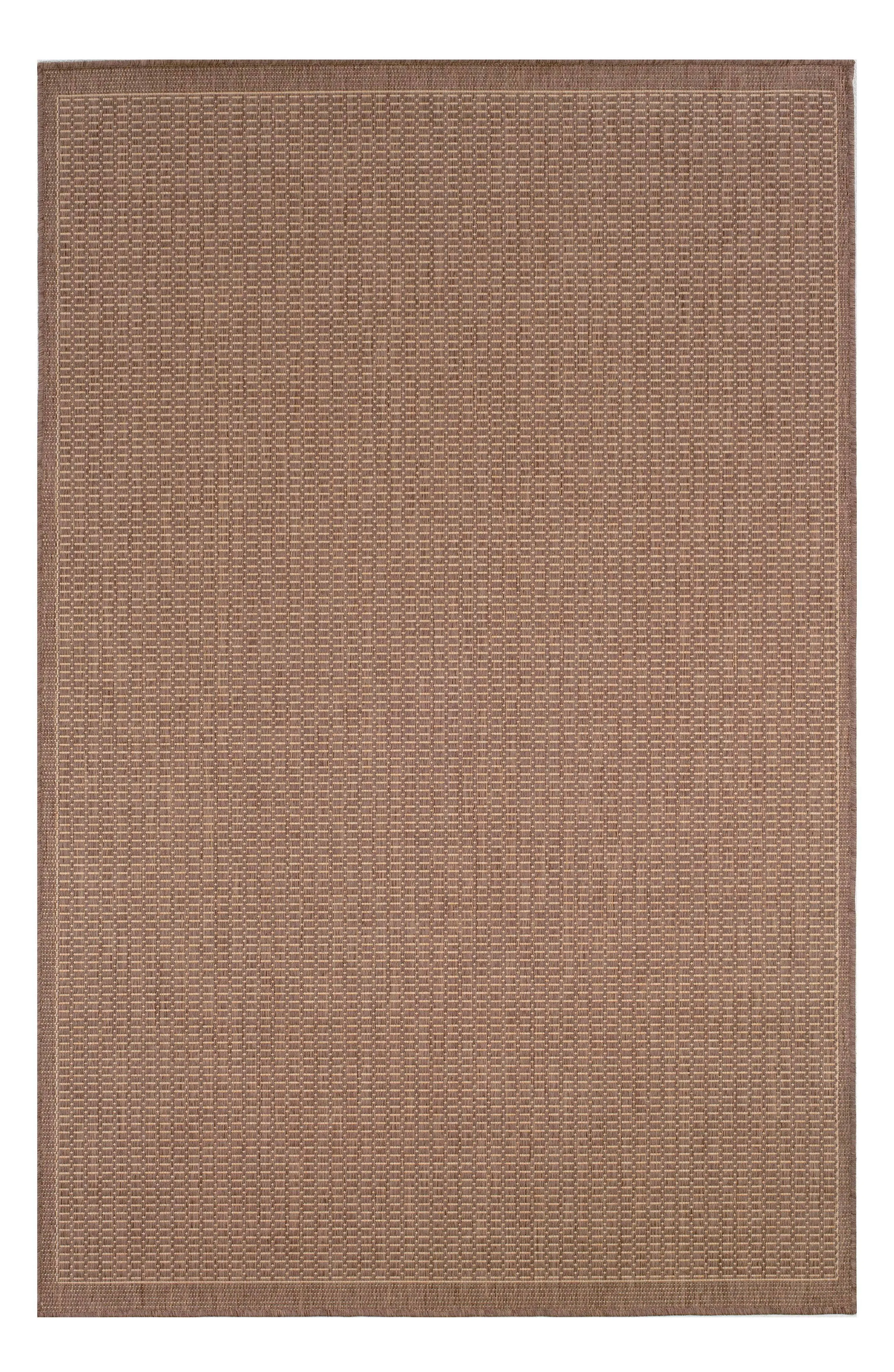 Couristan 5&10x22 x 9&2x22 Cocoa/Natural Recife Saddle Stitch Area Rug