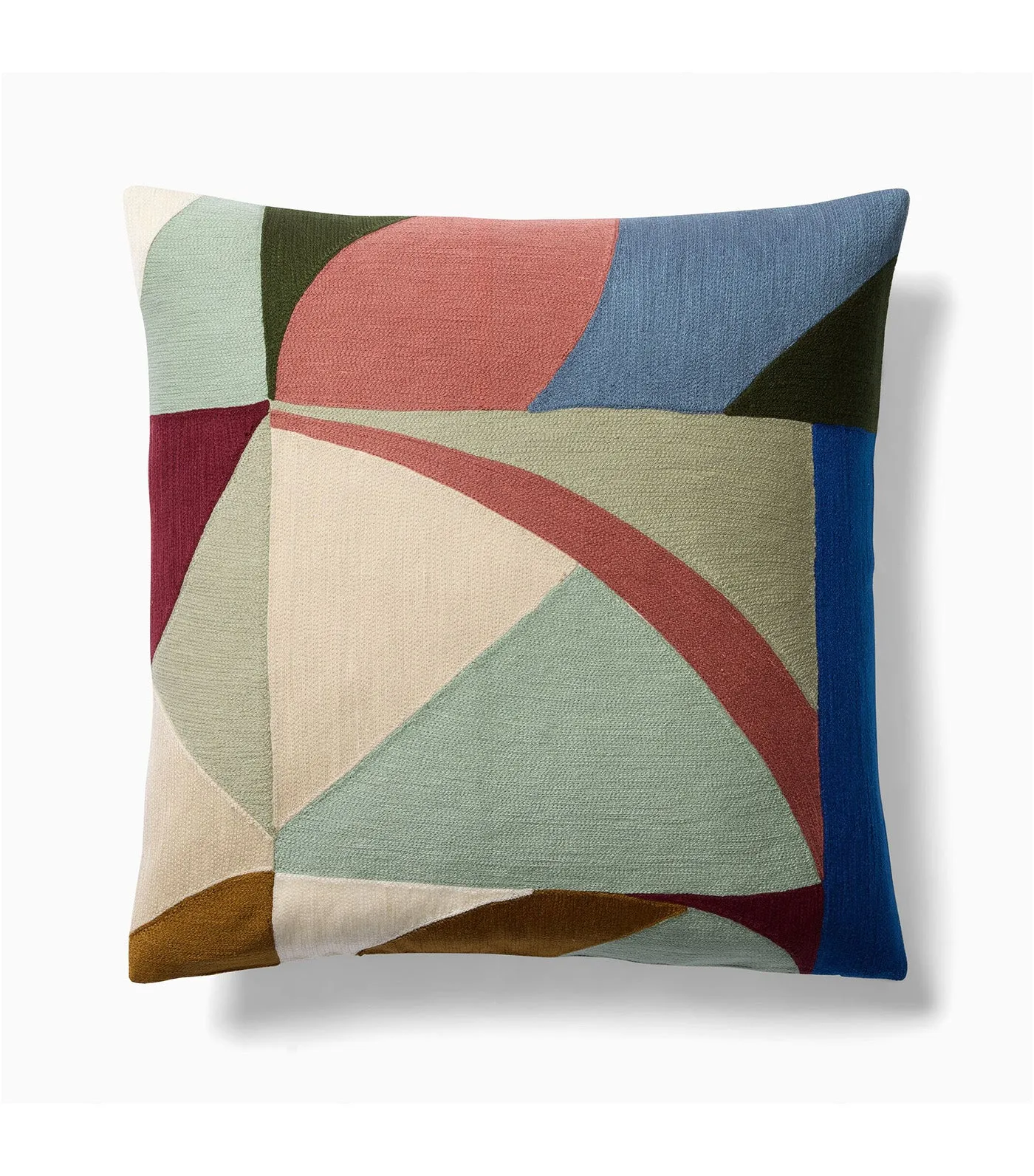 Crewel Colored Shapes Pillow Cover
 Multi