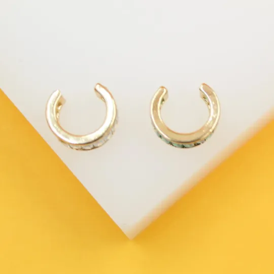 CZ Baguette Clear/Green Ear Cuffs (L341)