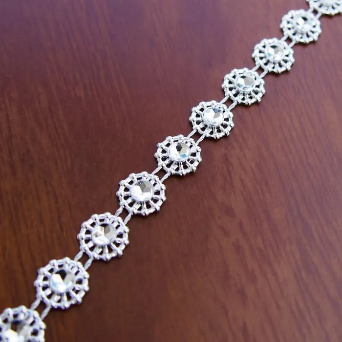 Daisy Flower Rhinestone Trim Strand, 9mm, 10 Yards