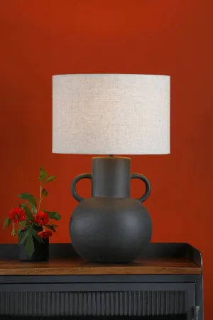 Dar Urn Ceramic Table Lamp Black With Shade