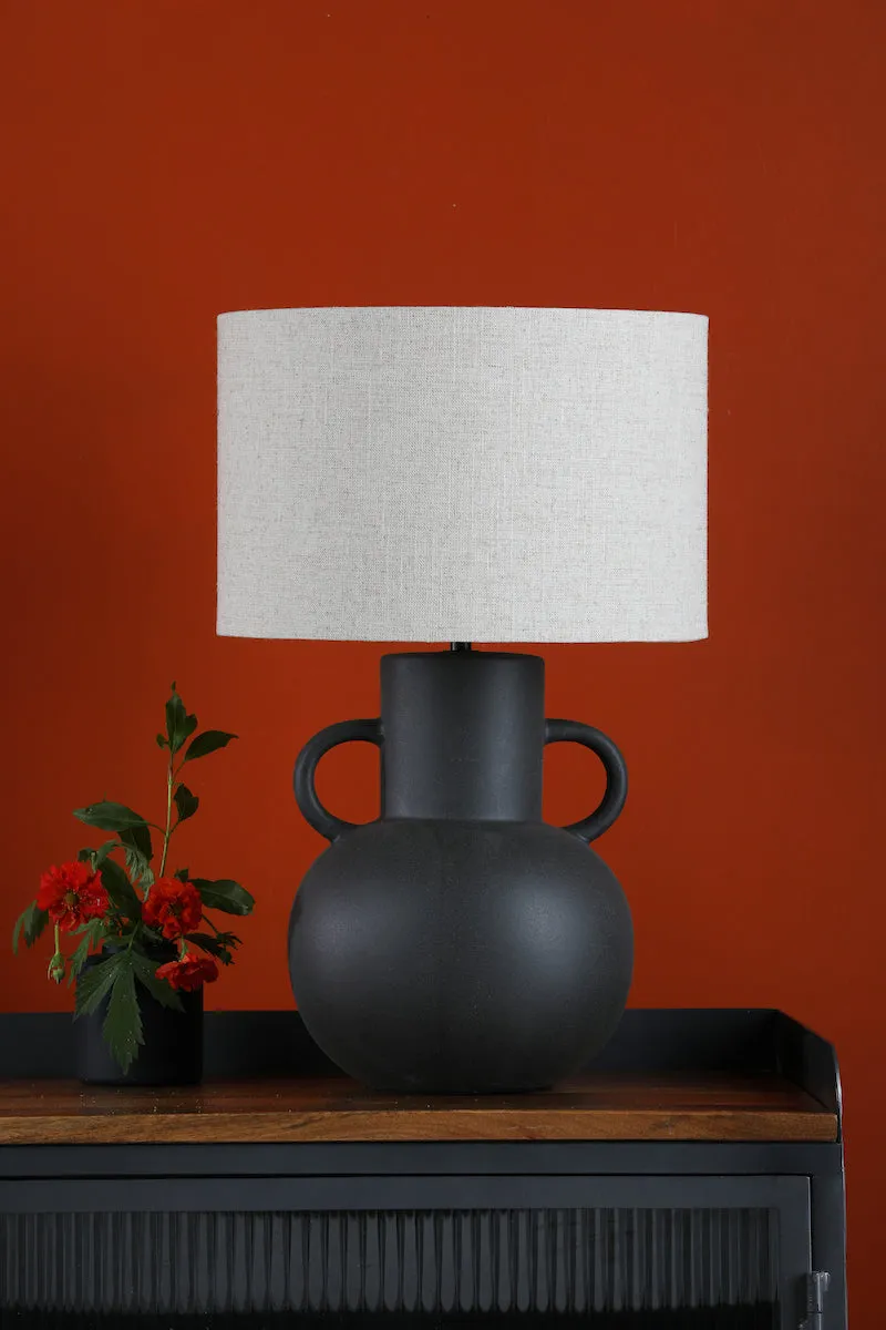 Dar Urn Ceramic Table Lamp Black With Shade